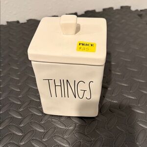Rae Dunn Cream Ceramic 'THINGS' Jar
